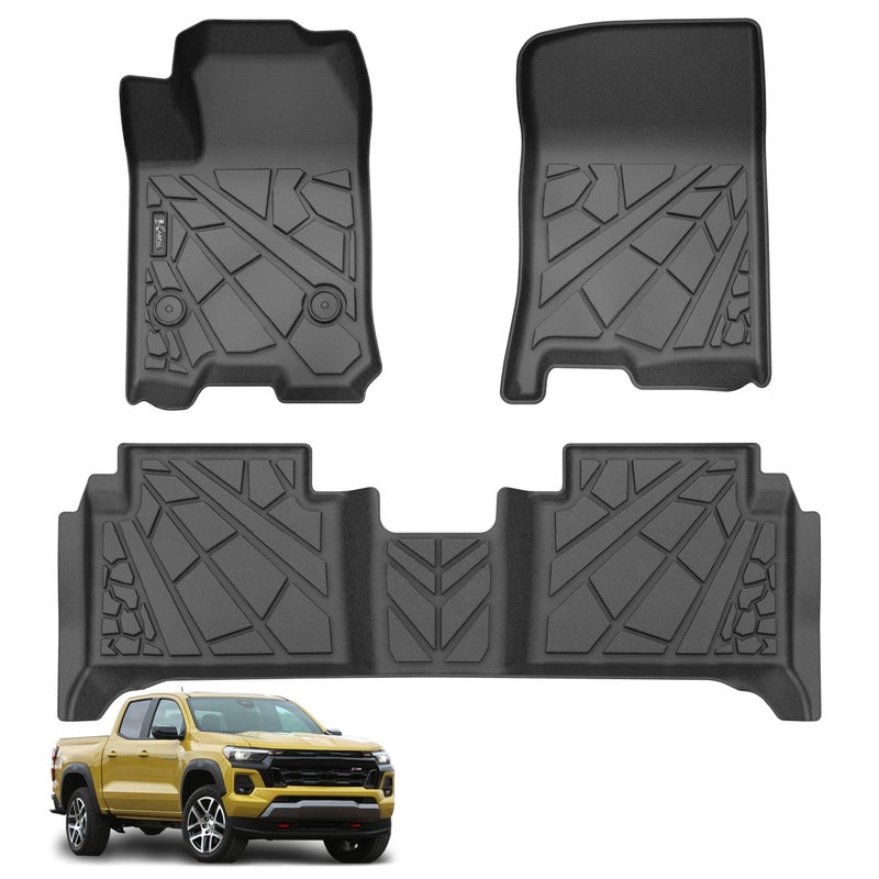 KARPAL Floor Mats for 20232026 Chevy ColoradoGMC Canyon Crew Cab AllWeather TPE Custom Fit Floor Liners Car Accessories