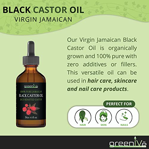 GreenIVe Organically Grown Jamaican Black Castor Oil JBCO 100% Pure Glass Bottle Cold Pressed Amazin Results (4 Ounce) - Image 4
