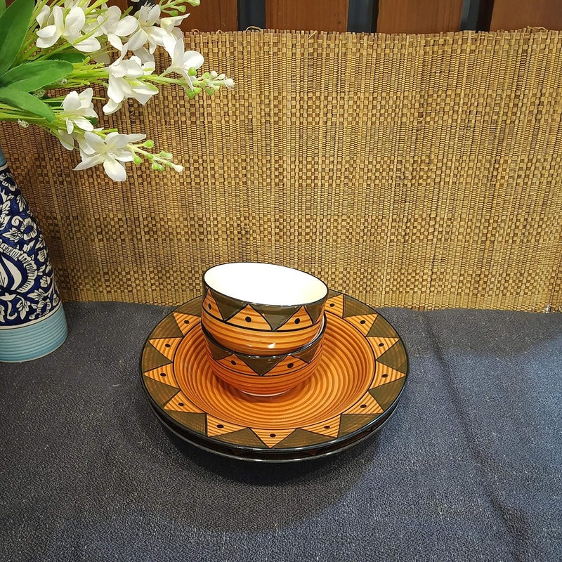 Caffeine Ceramic Handmade Brown soorya Soup Set (4 pcs) - Image 1