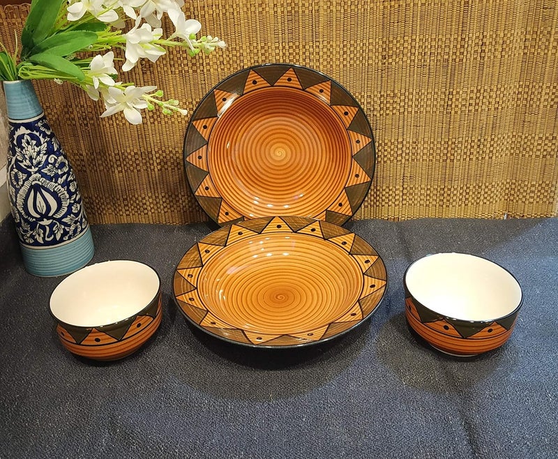 Caffeine Ceramic Handmade Brown soorya Soup Set (4 pcs) - Image 2
