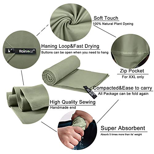Rainleaf Microfiber Towel Perfect Travel & Gym & Camping Towel. Quick Dry - Super Absorbent - Ultra Compact - Lightweight. Suitable for Trip, Beach, Shower, Backpacking, Pool - Image 3