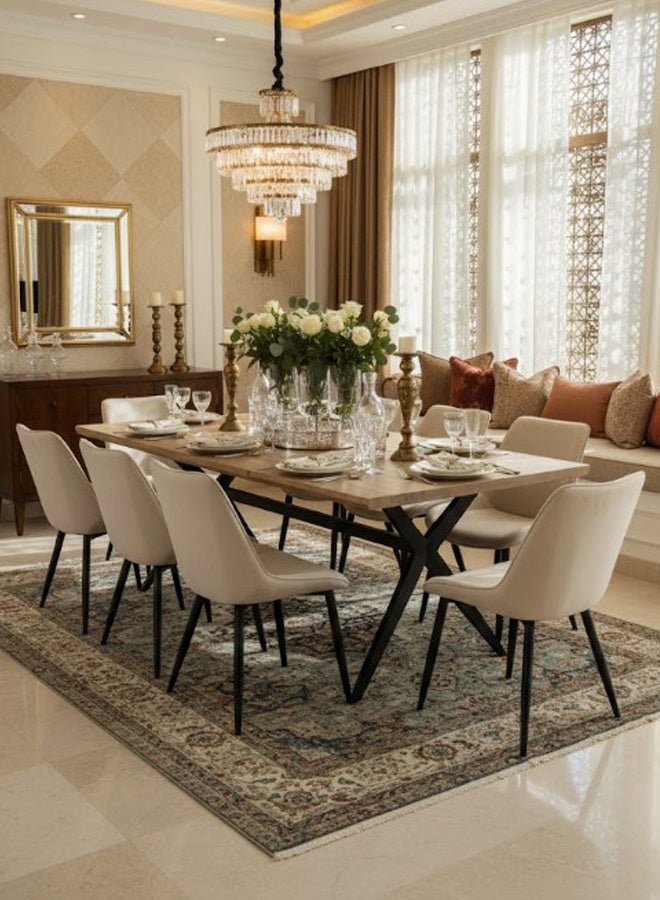 Living Dining Table With 8 Chairs Set 180x90x75 CM - Image 1