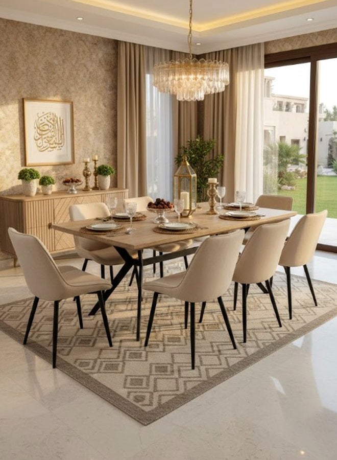 Living Dining Table With 8 Chairs Set 180x90x75 CM - Image 2