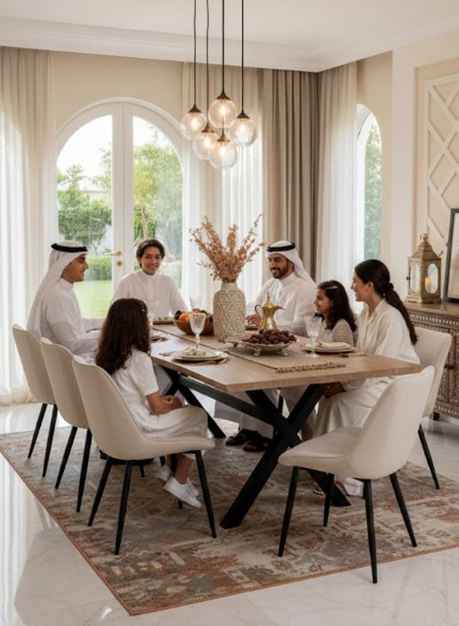 Living Dining Table With 8 Chairs Set 180x90x75 CM - Image 5
