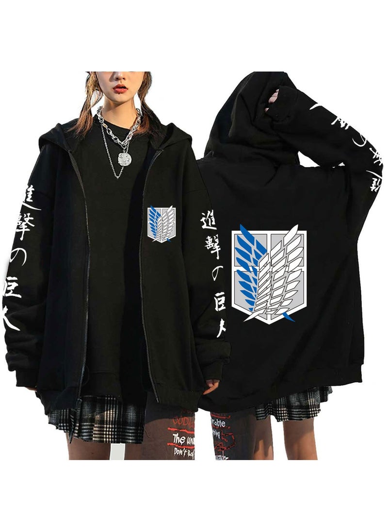 Anime Clothing Attack on Titan Hooded Jacket Levi Zip-Up Hoodie Pullover Anime Merch Unisex Hoodie Cosplay  - Image 1
