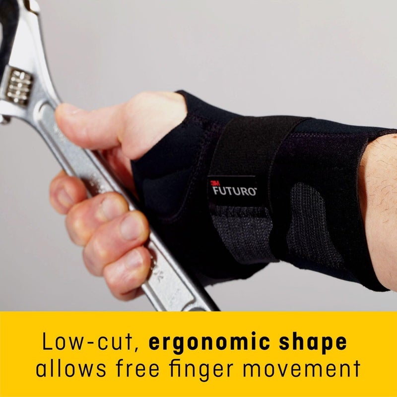 FUTURO Compression Stabilizing Wrist Brace Right Hand S/M size, 1 unit/pack | Dark Grey color | 48400ENR | Provides immediate compression and stability for aching wrist | Wrist support - Image 1
