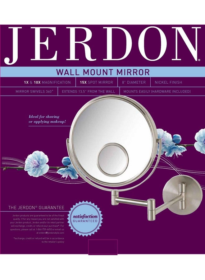 Jerdon Wall Mount Mirror For Bathroommakeup Mirror With 5X Magnification In Nickel Finishmodel Jp7510N - Image 4