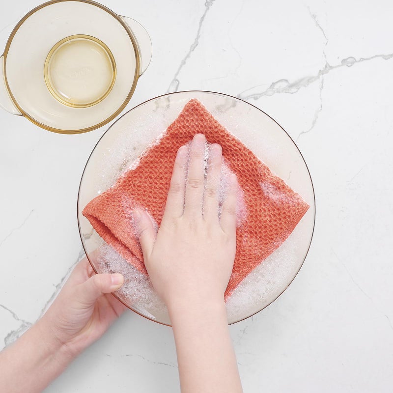 Homaxy 100% Cotton Waffle Weave Kitchen Dish Cloths, Ultra Soft Absorbent Quick Drying Dish Towels, 12 x 12 Inches, 6-Pack, Coral - Image 4