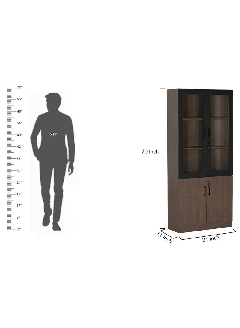 رويال أوك خزانة كتب ببابين من رويالوك ديكستر، مصنوعة من MDF بطبقة ميلامين، 6 رفوف، مفصلات إغلاق ناعم، تصميم كلاسيكي، قاعدة متينة - Image 2