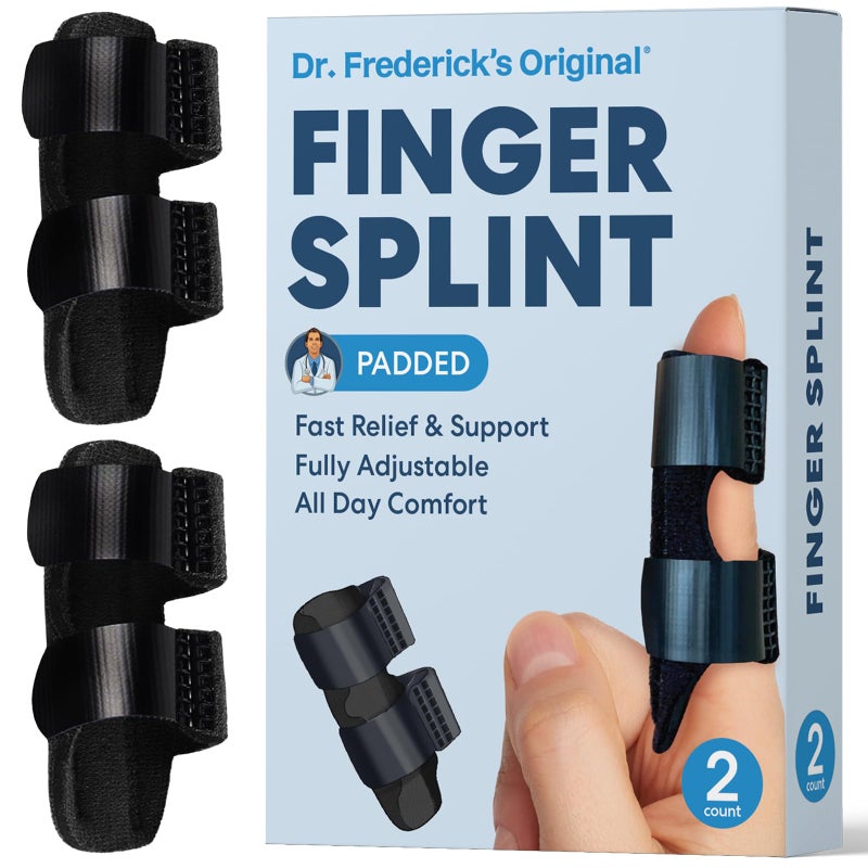Dr. Frederick's Original Trigger Finger Splint - 2 ct - Mallet Splint & Braces for Arthritis, Injury, & Sprain - Fits Index, Middle, & Ring Fingers - Adjustable for All-Day Comfort - Doctor-Developed - Image 1