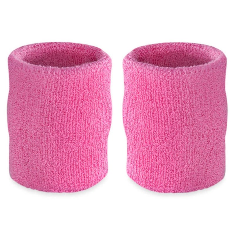 Suddora Arm Sweatbands, Absorbent and Breathable Thick Cotton Bands for Working Out, Gymnastics, Basketball, Tennis, and Football, Multiuse 4-inch Wristbands for Costumes and Cosplay, Pink - Image 1