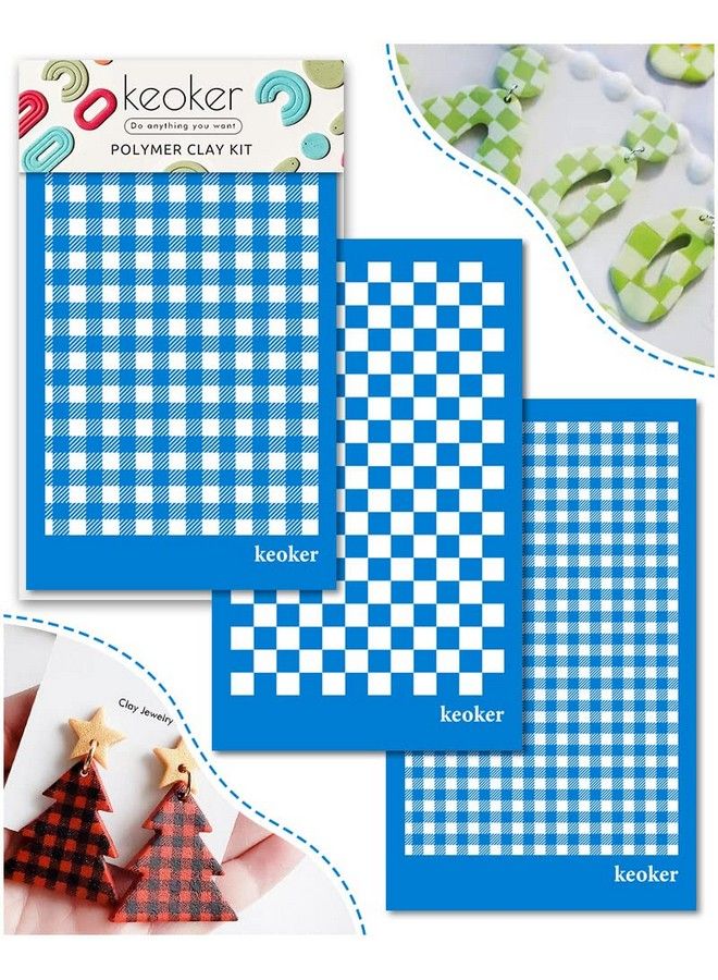Keoker Buffalo Plaid Silk Screen For Polymer Clay Checker Silk Screen Stencils For Polymer Clay Printing On Clay & Other Jewelry Clay Earrings Decoration Each 6" X 3.8" (Buffalo Plaid) - Image 2