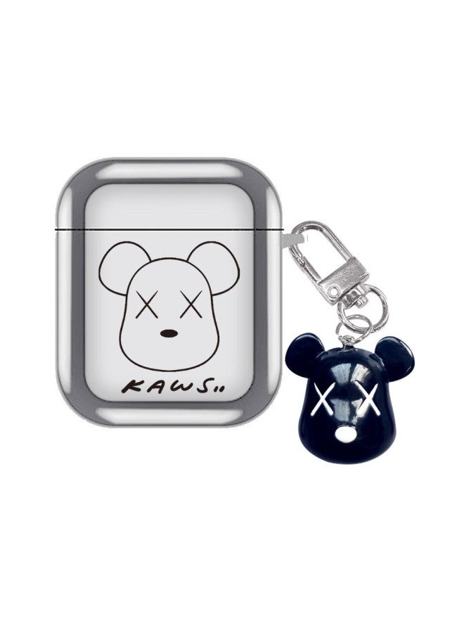 Cartoon Little Bear Doll Airpods4 Generation Protective Cover Second Generation 3 Generation Pro2 For Apple Bluetooth Headset Soft Case-Color:Electroplated Line Bear + Pendant-Applicable Model:airpods 1/2 Generation