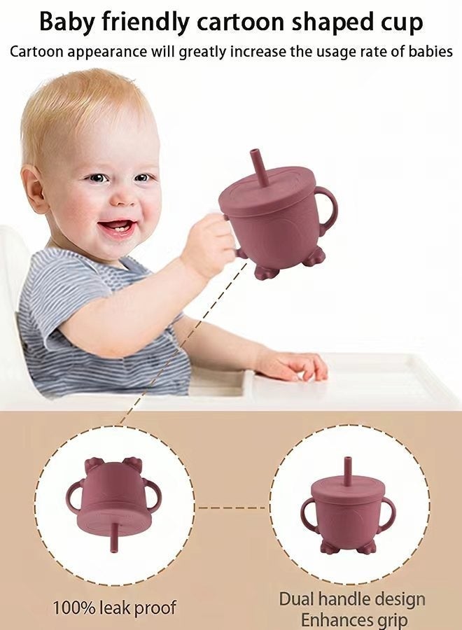 Silicone Baby Feeding Set 13PCS, BPA-Free Toddler Self Feeding Essentials with Strong Suction Plate & Bib, Training Straw Cup for Baby Led Weaning - Image 4