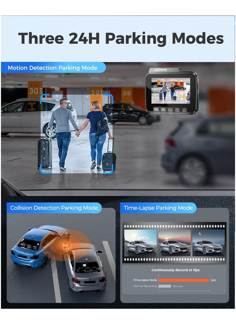 AZDOME - AZDOME WiFi 4K Dash Cam Front and Rear, 4K+1080P Dual Dash Camera for Car, Free 64GB Card, Motion Detection 24H Parking Mode Dashboard Camera Built-in GPS WDR Night Vision, GS63H Pro - Image 1