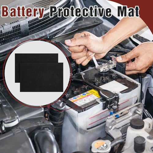 Pangda بانغدا 2 قطع حصيرة حماية البطارية 8 × 12 بوصة حصيرة ماصة لحمض البطارية، سوداء - Image 4