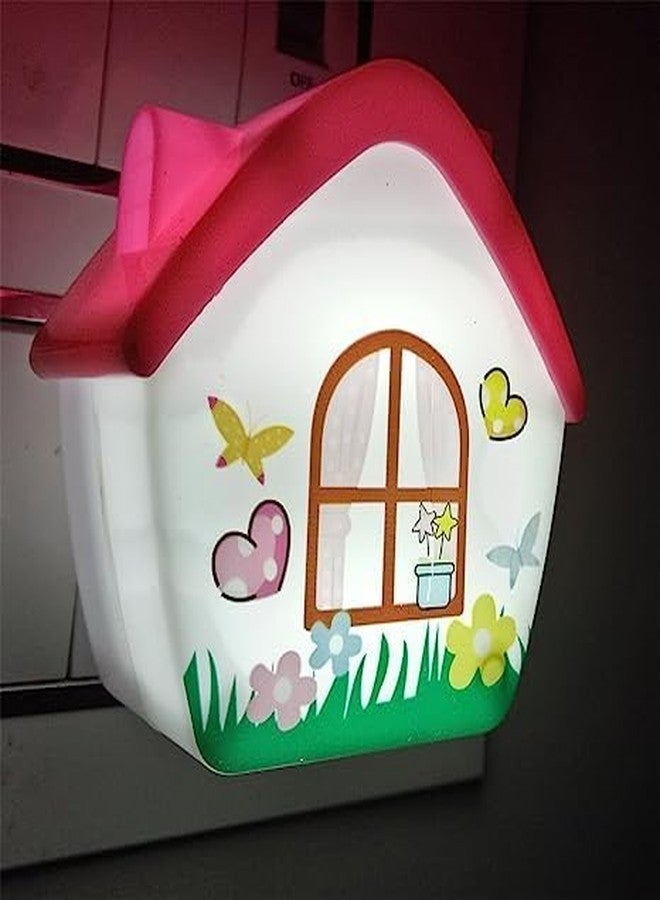 AtneP House Shape LED Night Lamp for Kids Bedroom (Energy Saving, On/Off Button, Plugin, White Light, 7cm) - Image 1