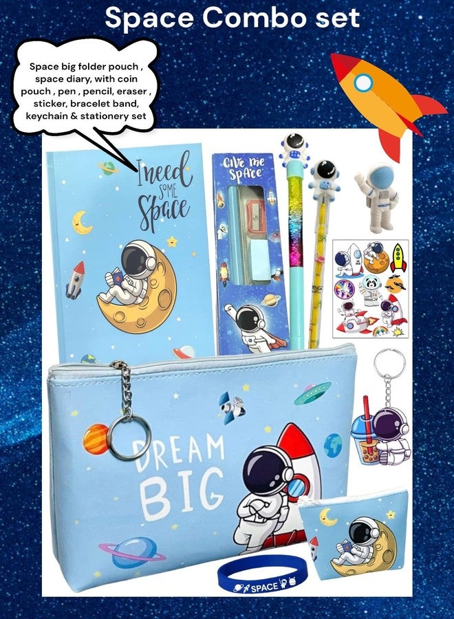 Le Delite Space Astronaut diary with big size pouch, cute stylish stationery for kid's boys girls/astronaut explorer birthday supplies party rakhi return gifts (Big pouch combo) - Image 3