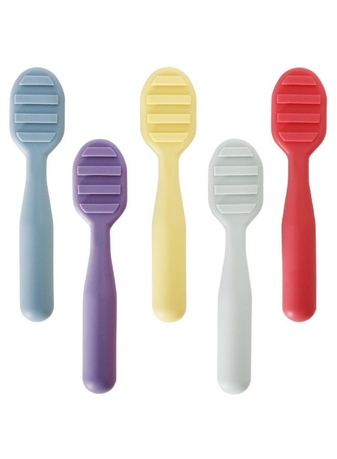 Youngever 5 Pack Silicone Baby Learning Spoons, Self Feeding Spoon, Unbreakable Silicone Learning Spoons for Kids Aged 6+ Months - Image 1