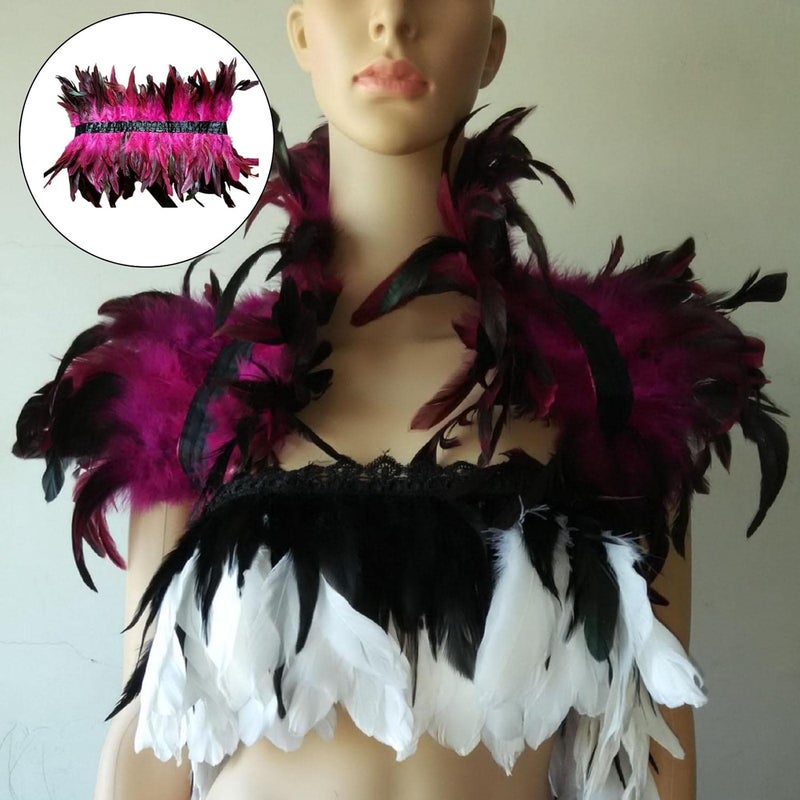 klarako Faux Feather Shrug Capes Plume Gothic Feather Tops Raven wing Witch Black Swan for Cosplay Parties Women Costume Halloween Aldult - Image 4