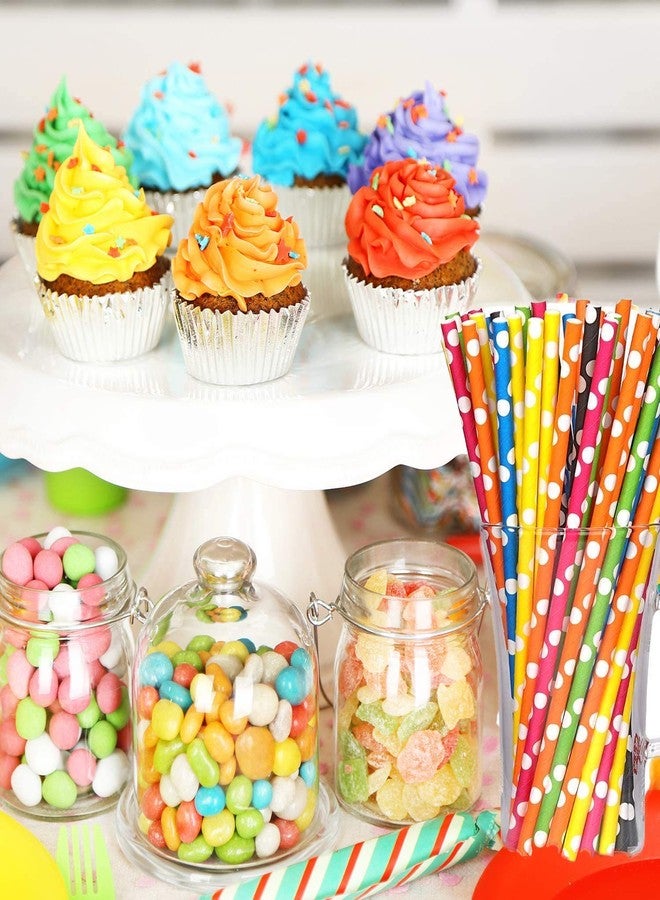 Shuiniba Halloween Biodegradable Pumpkin Skull Striped Wavy Dot Straws, 7.75 Inches, 100 Pack - Mix Style - Image 4