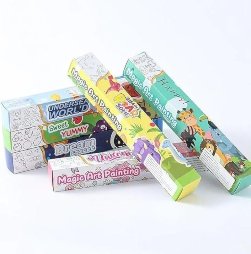 Hape Magic Art Painting Roll CD-8810, Kids Colouring Activity Set with Animal Designs, Multiple Theme Options