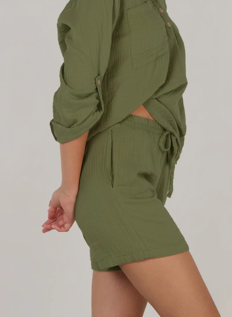 Just Nature Olive Classic Fit Elasticated Waist Shorts for Women | Best Price UAE