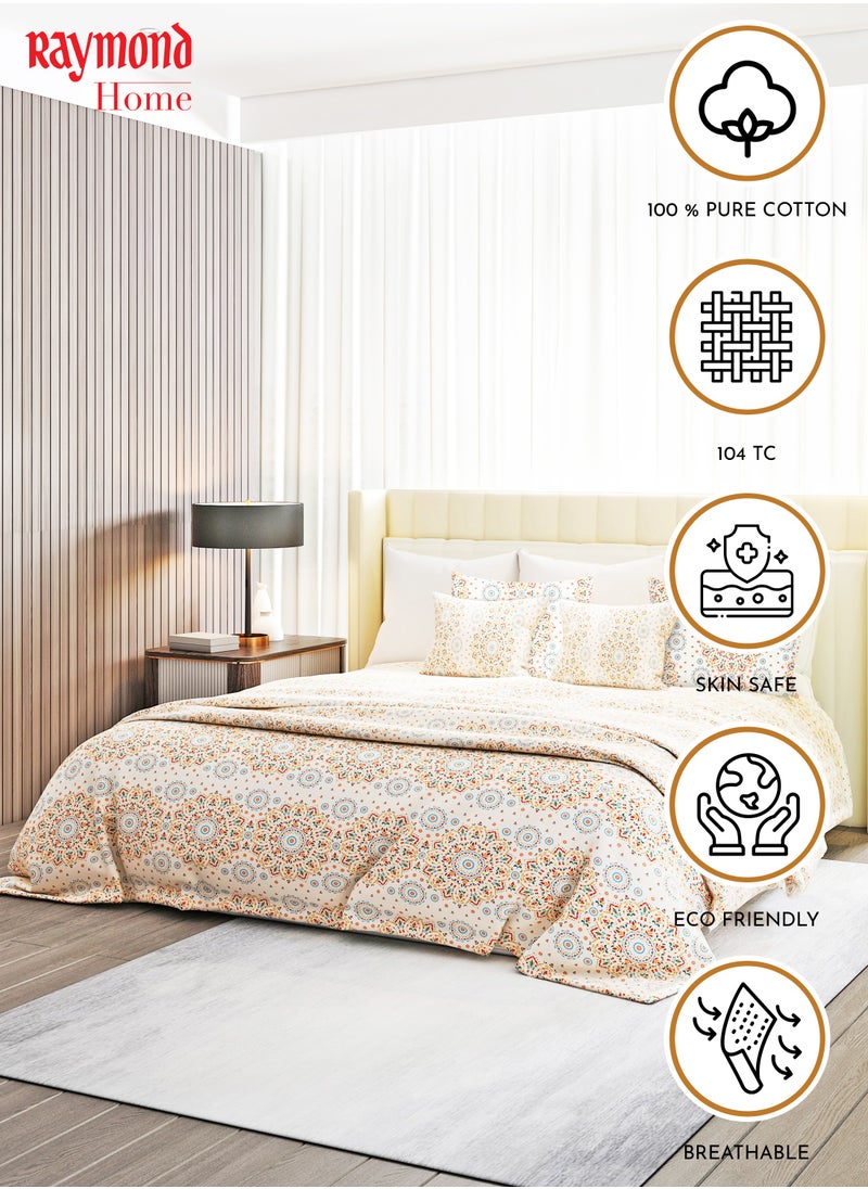 Raymond Raymond Home King Flat Sheet Bedsheet 104 Thread Count Luxirious Mercerised 100% Cotton Bedding Printed Eco Friendly Percale Finish Bed Linen with 2 Pillow Case - Lotus (274 * 274 CM)  - Image 3
