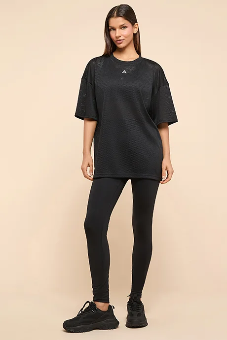 R&B Logo Detail Active T-Shirt With Crew Neck and Short Sleeves