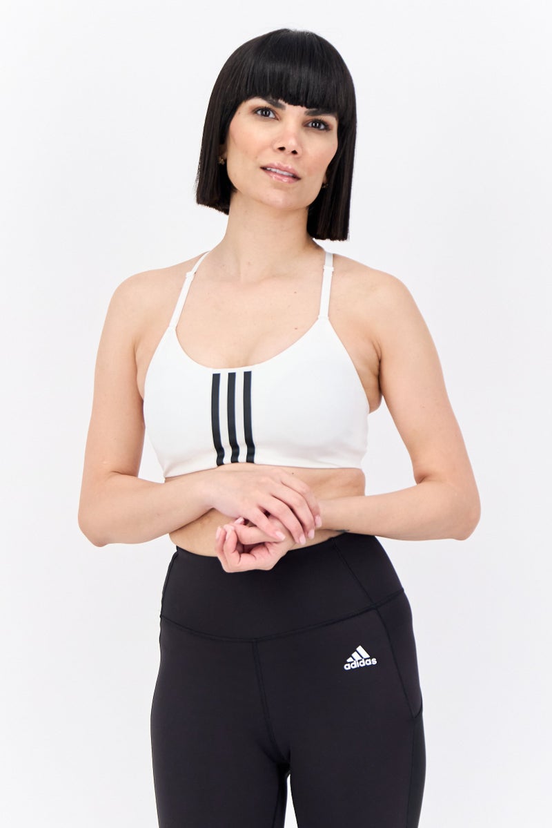 Adidas Women Padded Training Sports Bra, White/Black  - Image 1