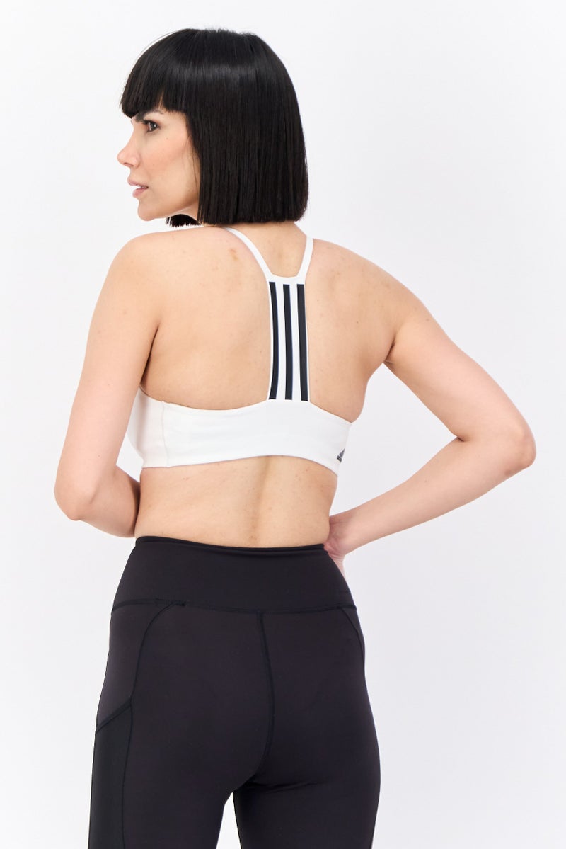 Adidas Women Padded Training Sports Bra, White/Black  - Image 3