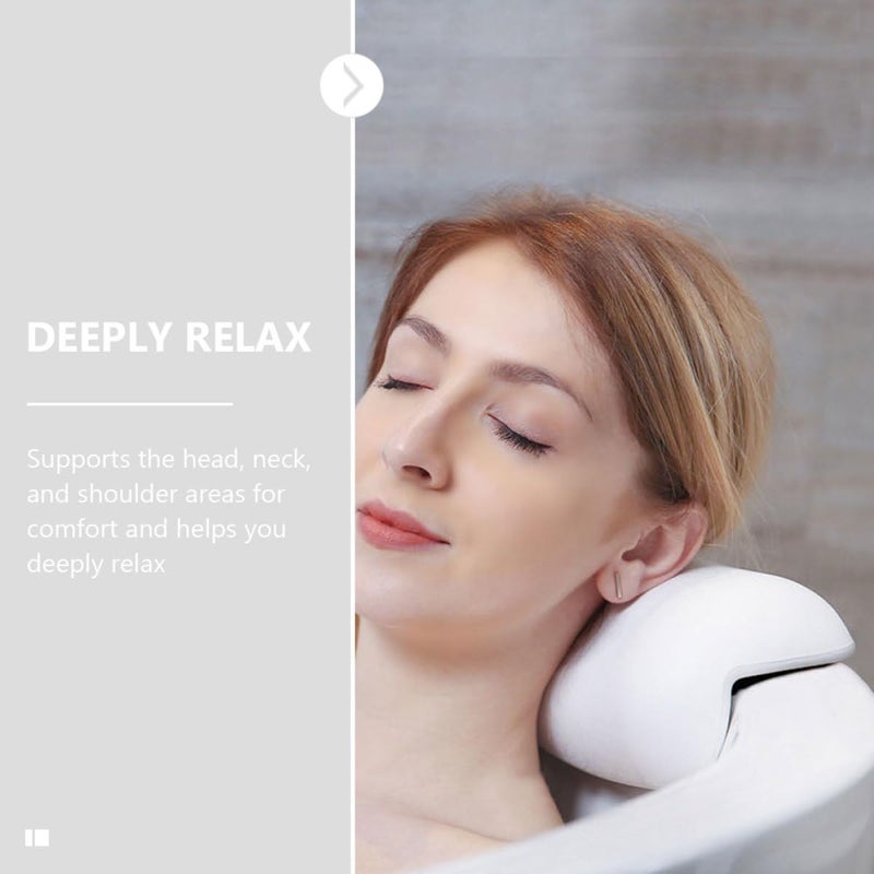 White Bath Pillow with Suction Cups Head and Neck Support Cushion for Bathtub Relaxation - Image 4