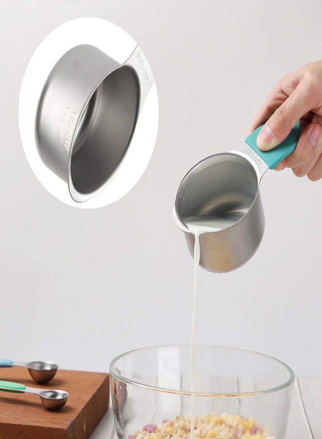 Turewin Magnetic Measuring Cups and Spoons Set Including 7 Stainless Steel Heavy Duty Measuring Cup 8 Double Sided Measuring Spoons with 1 Leveler for Dry and Liquid Ingredients (Color) - Image 5