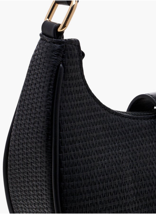 Flora Bella By Shoexpress Textured Shoulder Bag with Magnetic Button Closure  - Image 5