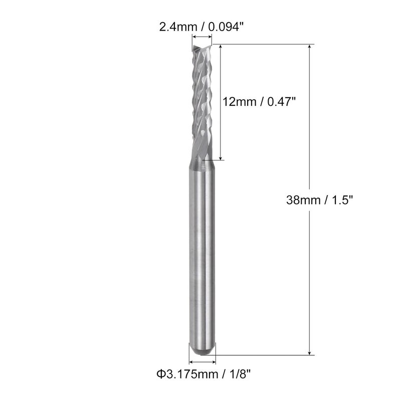 uxcell 10Pcs 2.4mm Carbide End Mill Engraving Milling Cutter CNC Router Bits for PCB Machine, 1/8" Shank - Image 2
