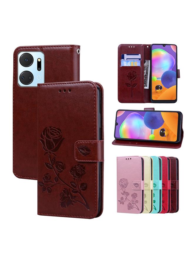 S-TOP Case For Honor X7a/Play7T Rose Embossed Flip PU Leather Phone Case - Image 1