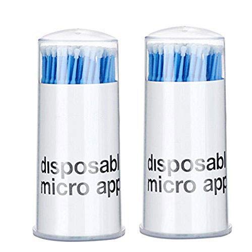 Amber Lash Disposable Micro Brushes Applicators for Eyelashes Extensions Lintfree 2mm x 200 count Black