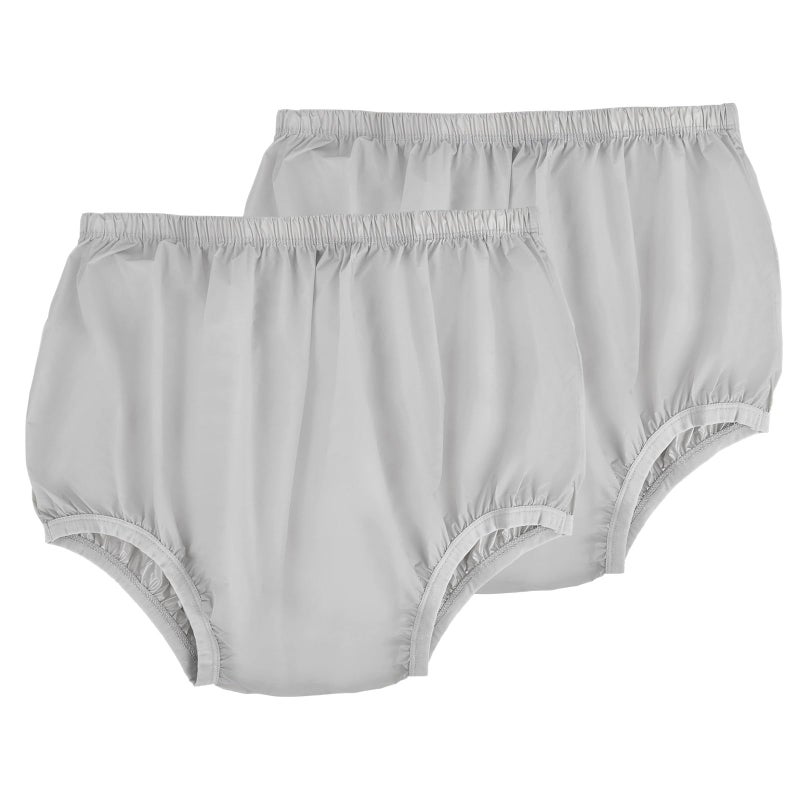 AQX Adult Leakproof Underwear for Incontinence Washable Low Noise Reusable Adult Diaper Cover Grey Plastic Pants Cover Unisex 2Pcs L Grey