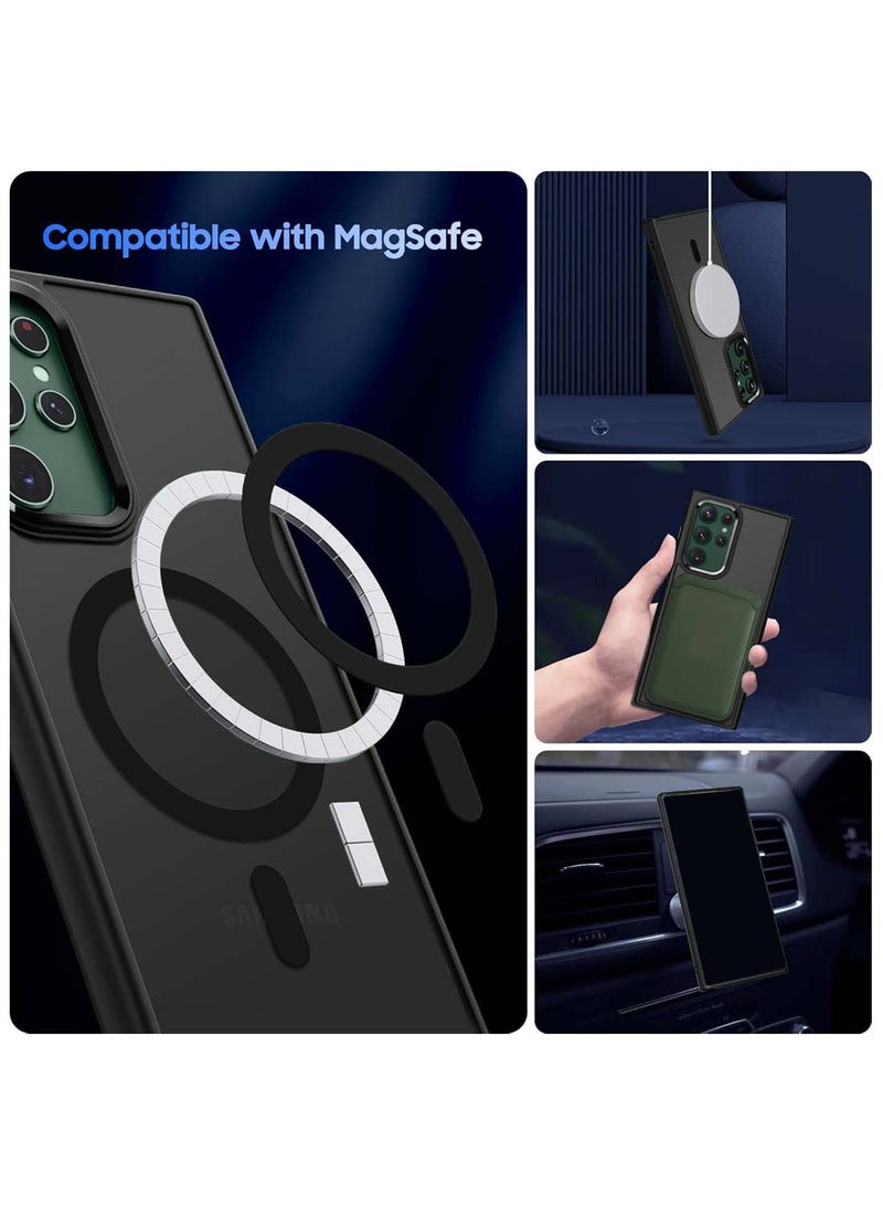 Wtech Samsung Galaxy S25 Ultra 2025 Hard Silicone Hybrid Translucent Slim Stylish Magnetic Magsafe Case Cover - Black - Image 2