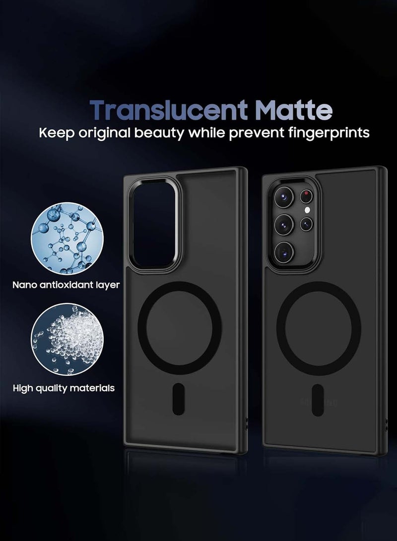 Wtech Samsung Galaxy S25 Ultra 2025 Hard Silicone Hybrid Translucent Slim Stylish Magnetic Magsafe Case Cover - Black - Image 5