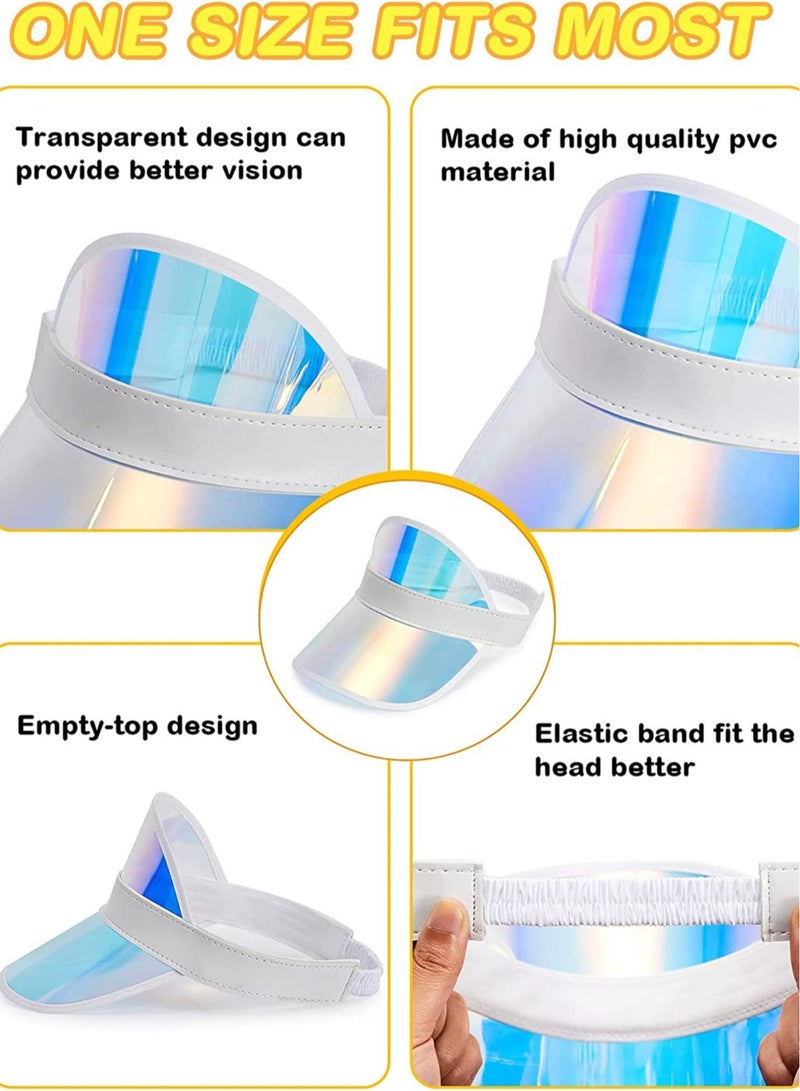 SYOSI Sun Visor Hats, 3 Pack Clear Cap UV Protection Adjustable Summer Colorful Sunhat Outdoor Waterproof Beach Party Hat Golf Blue Sport Headwear for Adult Activities Women Men - Image 4
