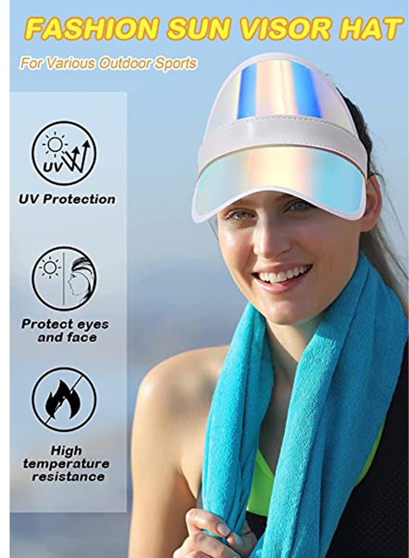 SYOSI Sun Visor Hats, 3 Pack Clear Cap UV Protection Adjustable Summer Colorful Sunhat Outdoor Waterproof Beach Party Hat Golf Blue Sport Headwear for Adult Activities Women Men - Image 2