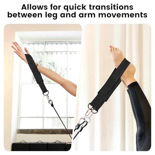 HASSLICKIT 2PCS Pilates Double Loop Strap for Reformer Fitness D-Ring Straps Handle, Yoga Pilates Equipmen D-Ring Exercise Strap for Gym Workout Home (Black) - Image 4