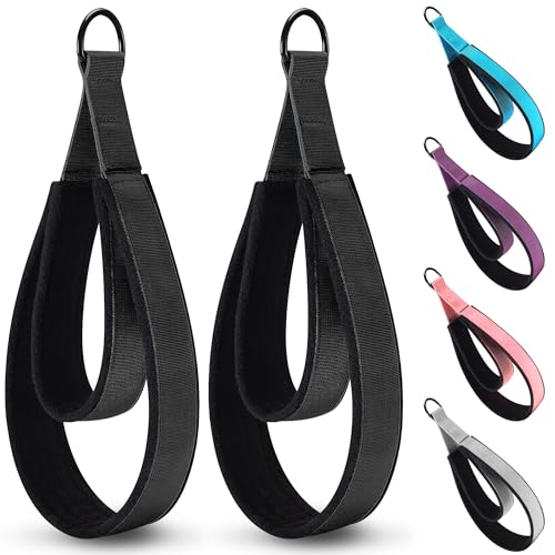 HASSLICKIT 2PCS Pilates Double Loop Strap for Reformer Fitness D-Ring Straps Handle, Yoga Pilates Equipmen D-Ring Exercise Strap for Gym Workout Home (Black) - Image 1