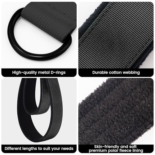 HASSLICKIT 2PCS Pilates Double Loop Strap for Reformer Fitness D-Ring Straps Handle, Yoga Pilates Equipmen D-Ring Exercise Strap for Gym Workout Home (Black) - Image 3