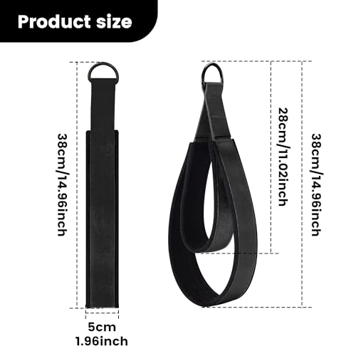 HASSLICKIT 2PCS Pilates Double Loop Strap for Reformer Fitness D-Ring Straps Handle, Yoga Pilates Equipmen D-Ring Exercise Strap for Gym Workout Home (Black) - Image 2