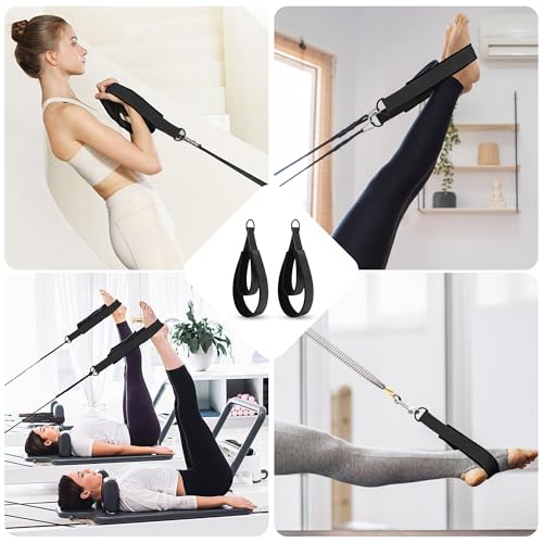HASSLICKIT 2PCS Pilates Double Loop Strap for Reformer Fitness D-Ring Straps Handle, Yoga Pilates Equipmen D-Ring Exercise Strap for Gym Workout Home (Black) - Image 5