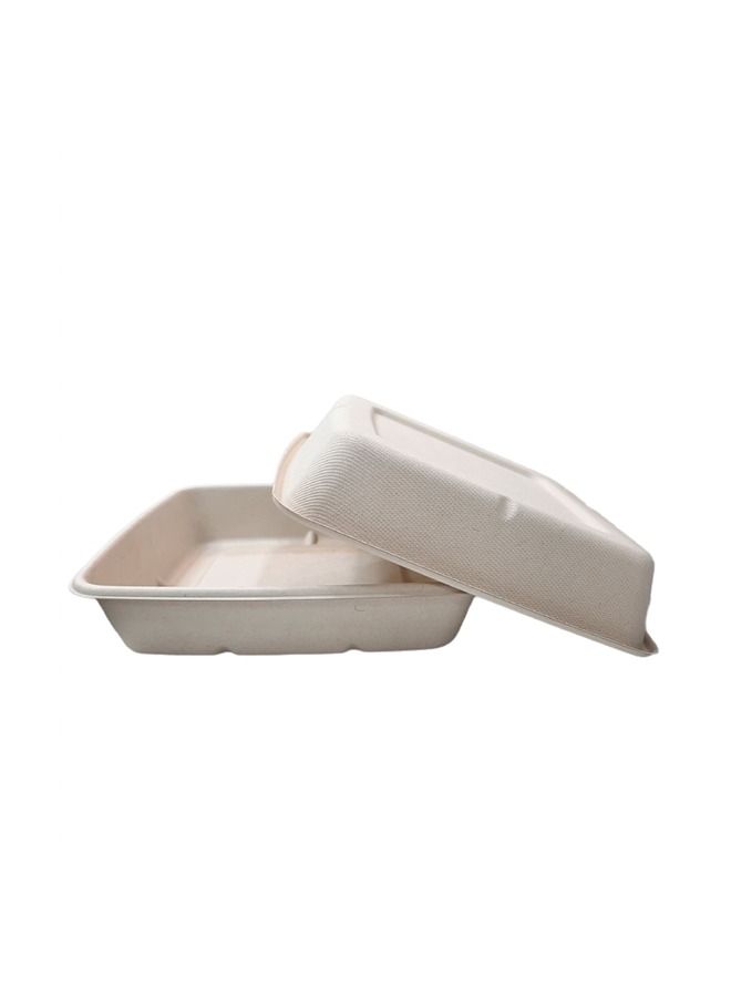 SNH Packing Bagasse Rectangular Bowl 1000ml With Lid Restaurant Carryout Lunch Meal Takeout Storage Food Service 25 Pieces  - Image 4