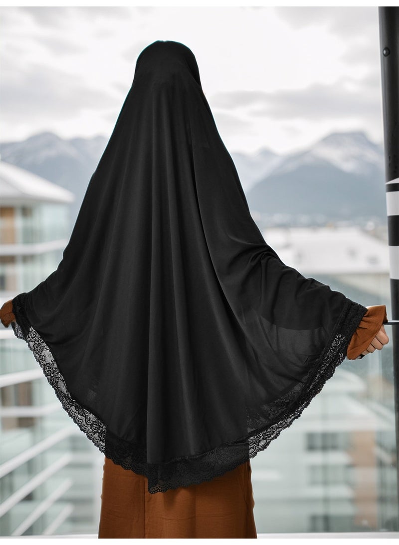 النساء المسلمات الحجاب الفوري توربانات خيمار أبايا ناعمة الصلاة النشال الدانتيل - Image 2