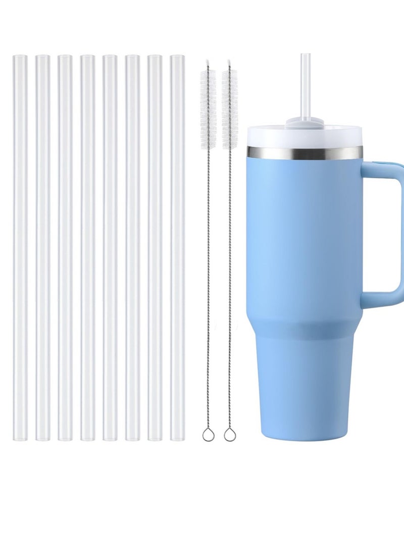ريما شفاطات بديلة لكوب ستانلي سعة 40 أونصة و30 أونصة، عبوة من 8 شفاطات بلاستيكية شفافة قابلة لإعادة الاستخدام مع فرشاتين للشفط، ملحقات متوافقة مع شفاطات شرب ستانلي والمزيد، خالية من مادة BPA - Image 1